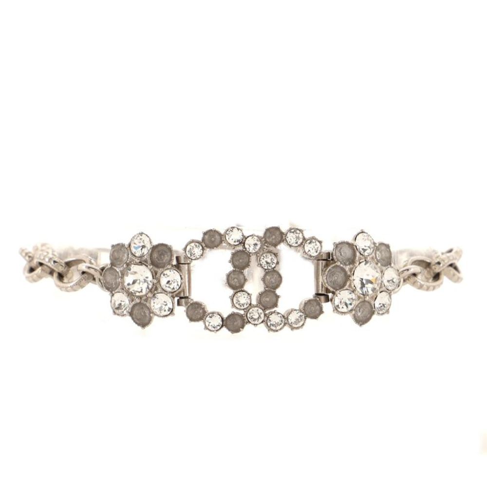 Chanel CC Crystal Camellia Bracelet Crystals and Metal Silver